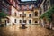 Beautiful courtyard of Peles Castle, Romania