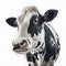 Beautiful cows on a white background. Farm Cow isolated on white, rural livestock black and white gentle surprised look, cattle