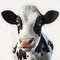 Beautiful cows on a white background. Farm Cow isolated on white, rural livestock black and white gentle surprised look, cattle