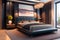 Beautiful cozy and comfortable luxury bedroom with modern interior design Generative AI