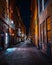 Beautiful cozy night narrow street in Gamla Stan - old town of Stockholm. 14 February 2020, Stockholm Sweden