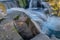 Beautiful creek with waterfalls in Spain in Catalonia, near the small village Rupit. Creek Rupit