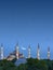 Beautiful crescent moon over Blue Mosque in Istanbul, Turkey