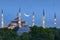 Beautiful crescent moon over Blue Mosque in Istanbul, Turkey