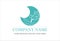 Beautiful Crescent Moon Wind Tree Logo Design