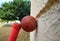 Beautiful cricket ball and bat with blurred background