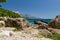 Beautiful croatian coast. Pisak. Croatia. Makarska on the background.