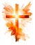 Beautiful cross with energy on white with copy space digital art illustration