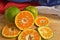 Beautiful cross section of ripe oranges