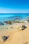 Beautiful crystal clear water in Pescoluse Beach, Salento, Apulia Italy