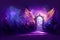 Beautiful crystal heaven. Ornamental gate with wings. Digital art