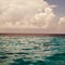 Beautiful cumulus cloud over ocean weather and travel background