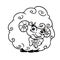 Beautiful curly lamb cartoon coloring page