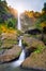 Beautiful `Curug Sewu` waterfall in the tropical forests of the Bruno region, Purworejo, Indonesia