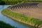 Beautiful curved pattern in an agricultural field in the dutch countryside