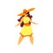 Beautiful curvy, overweight brunette girl in yellow dress and hat, plus size woman pinup model vector Illustration