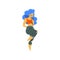 Beautiful curvy, overweight girl with long blue dyed hair in fashionable clothes, plus size woman pinup model vector