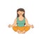 Beautiful curvy plus size woman meditating in lotus pose sketch style