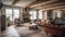 Beautiful Custom Home Interior with Exposed Wooden Beams - Generative AI