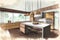 Beautiful Custom Kitchen Design Drawing and Gradated Photo Combination.