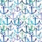 Beautiful cute artistic graphic lovely summer sea fresh marine blue anchors different shapes and colors pattern