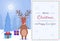 Beautiful and cute cartoon stylized deer. Cartoon fairy deer. Amazing winter holiday card. Christmas greeting card. Vector