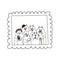 Beautiful cute family portrait of cats. Ancient family photo shoot. Illustration with animals