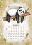 Beautiful cute fluffy panda. Calendar 2023 August