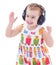 Beautiful cute happy little girl with headphones