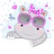 Beautiful cute hippo girl in pink sunglasses isolated on a white background.
