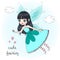 Beautiful cute little fairies girls with butterfly wings. Vector illustration.