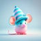 Beautiful cute pink amazing mouse with blue stripe, generative AI