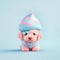 Beautiful cute pink amazing puppy with blue stripe, generative AI