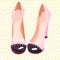 Beautiful and cute pink shoes in yellow peas