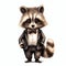 beautiful Cute Raccoon in Tuxedo nursery watercolor with clothes clipart illustration