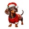 A beautiful dachshund with Christmas clothes on white background with png file with transparent background attached