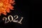 Beautiful dahlia flower lettering lined with another of the metal numbers 2021