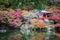 Beautiful Daigoji temple with colorful tree and leaf in autumn season