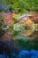 Beautiful Daigoji temple with colorful tree and leaf in autumn season