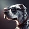 Beautiful Dalmatian dog wearing Oakley sunglasses