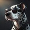 Beautiful Dalmatian dog wearing Oakley sunglasses