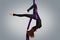 Beautiful dancer on aerial silk, aerial contortion