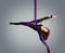 Beautiful dancer on aerial silk, aerial contortion