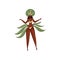 Beautiful dancing woman in bikini with feathers and headdress. Brazilian samba dancer. Brazil festival. Vector design