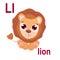 Beautiful dangerous lion, wonderful bright king of beasts, ABC children`s banner. Postcards, a poster with the alphabet.  Game
