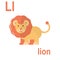 Beautiful dangerous lion, wonderful bright king of beasts, ABC children`s banner. Postcards, a poster with the alphabet.  Game