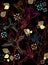 Beautiful dark floral illustration with birds