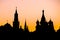 Beautiful dark silhouette of Moscow cityscape towers of Kremlin and Cathedral domes