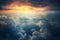 beautiful dark sunset sky with cumulus clouds aerial view for abstract background