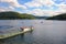 A beautiful day on the lake with boats on the Edersee fed by the Eder river in northern Hesse, Germany.